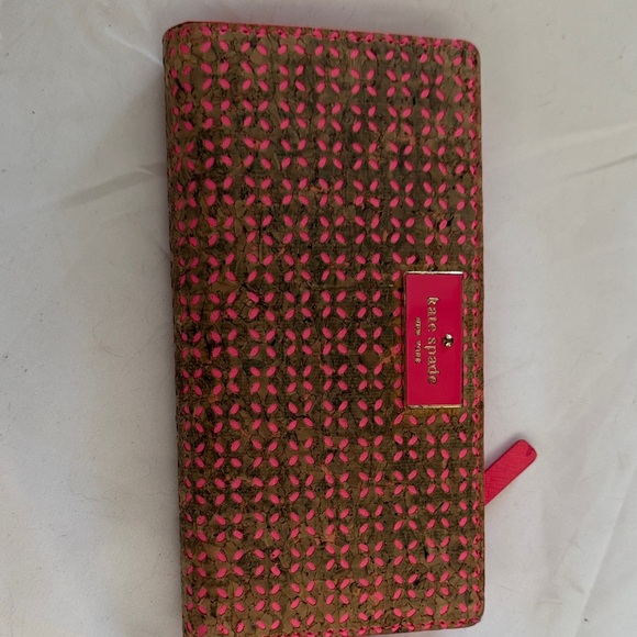 kate spade Handbags - kate spade Brown Wallet with Pink Cutout Pattern